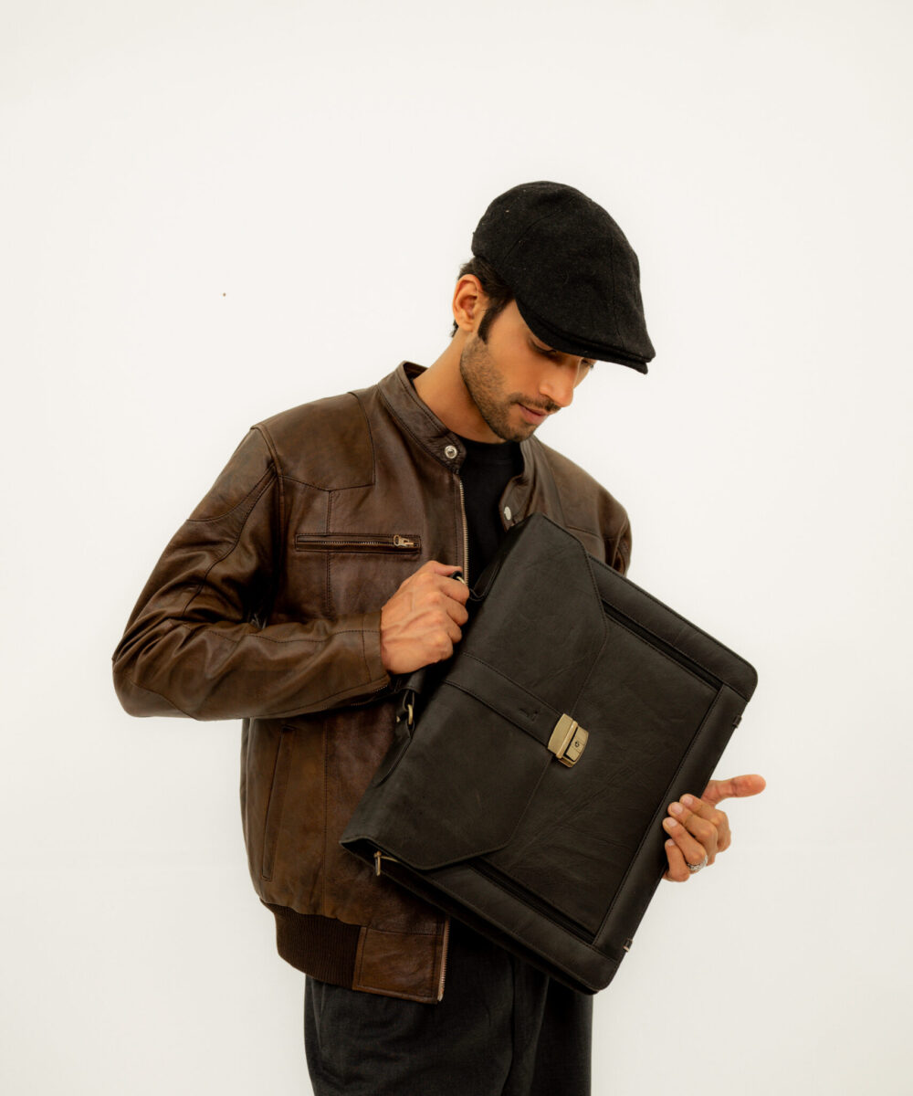 Brown Bomber Leather Jacket. - Image 3