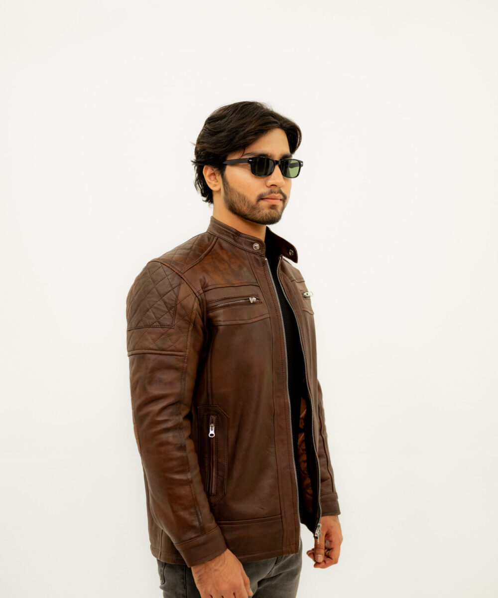 The Vintage Brown Biker Jacket - Image 2