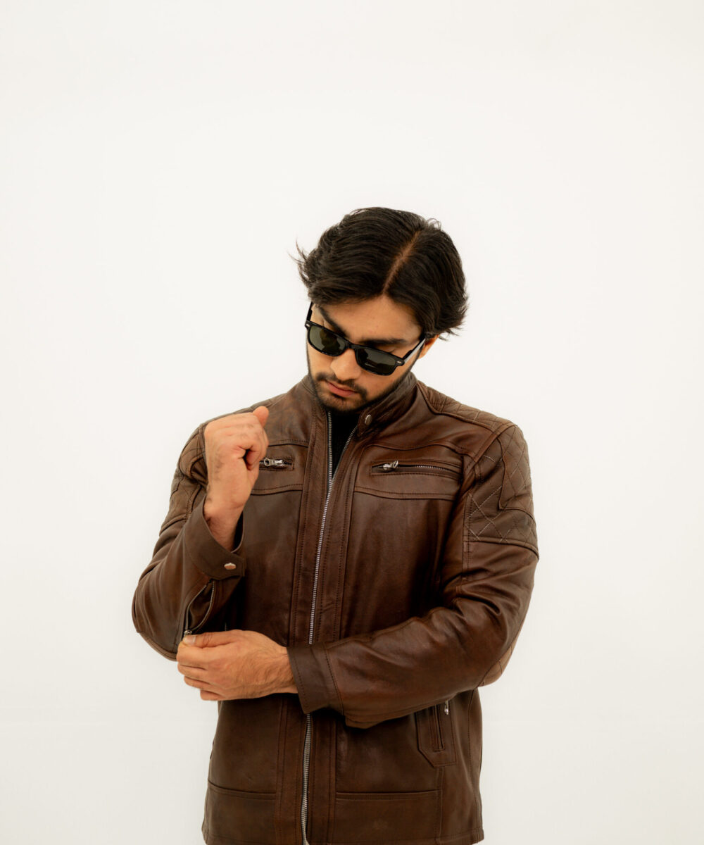 The Vintage Brown Biker Jacket - Image 3