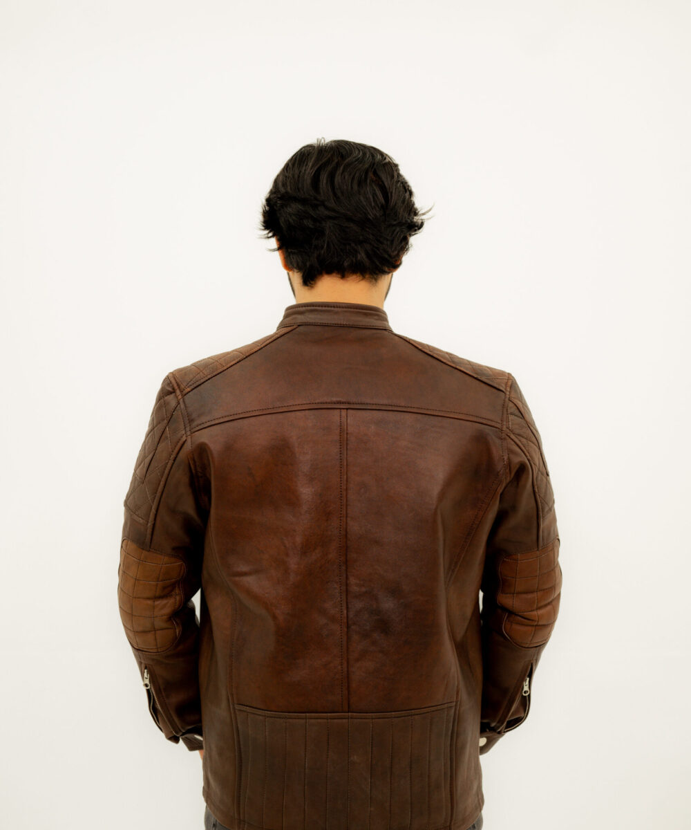 The Vintage Brown Biker Jacket - Image 6