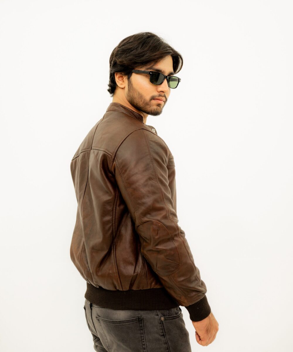 Moto Bomber Leather Jacket - Image 3