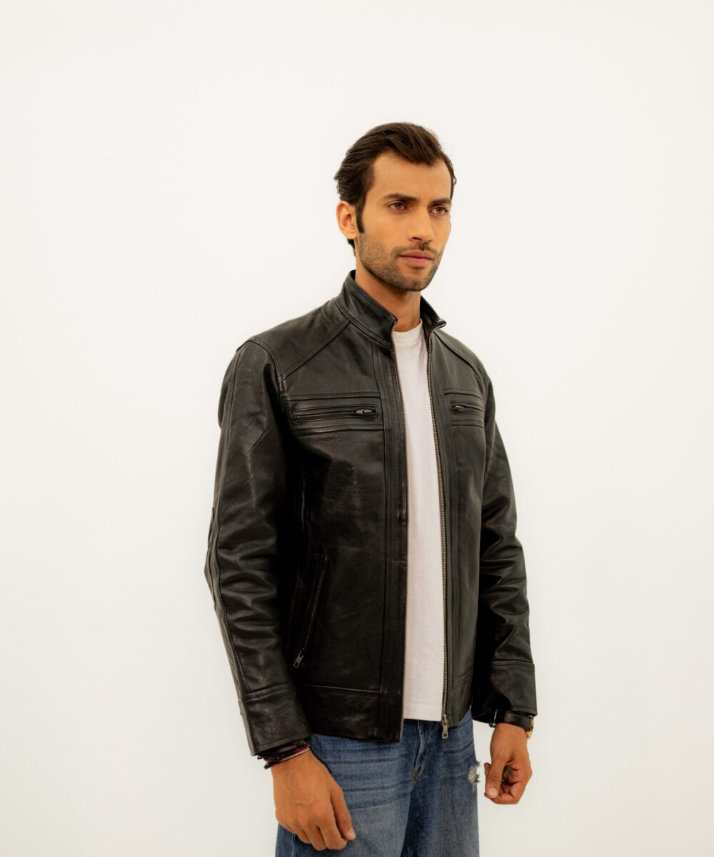Snap-Collar Leather Jacket - Image 4