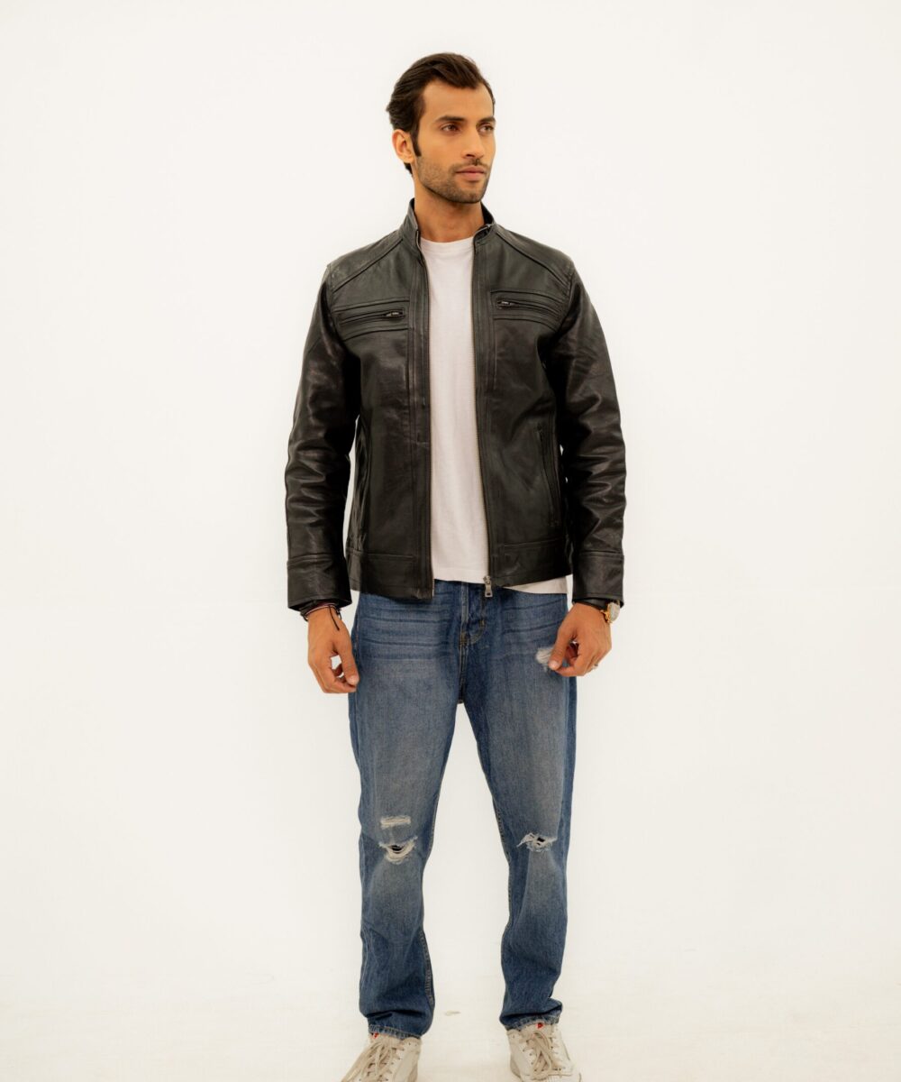 Snap-Collar Leather Jacket - Image 3