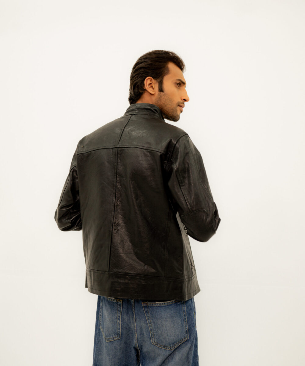 Snap-Collar Leather Jacket - Image 6