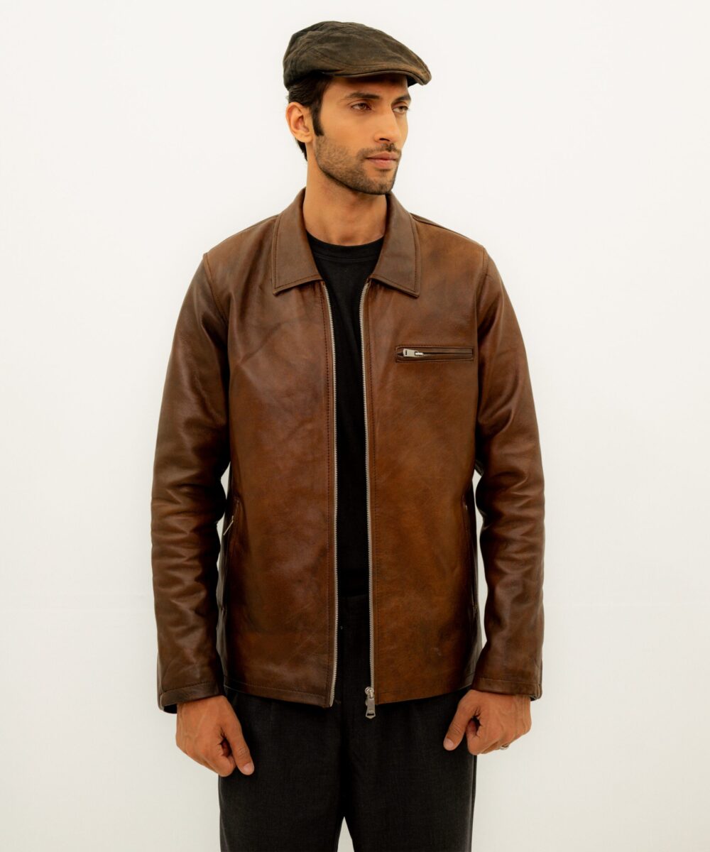 Brown Leather Jacket - Image 3